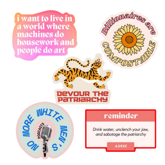 Snarky Feminist Vinyl Stickers | Weatherproof Water Bottle Decals | 5